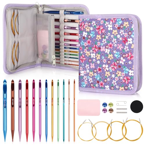 Coopay Tunisian Crochet Hooks Set with 4 Cables, Long Crochet Hooks - color: Interchangeable Tunisian Set With Cables