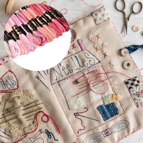 12 Skeins 105 Yards Variegated Cross Stitch Floss Friendship Bracelet String 6 Ply Polyester Colorful Gradient Red Embroidery Thread for Sewing Making Needlecraft Knitting Clothes Stitching - color: Gradient Red