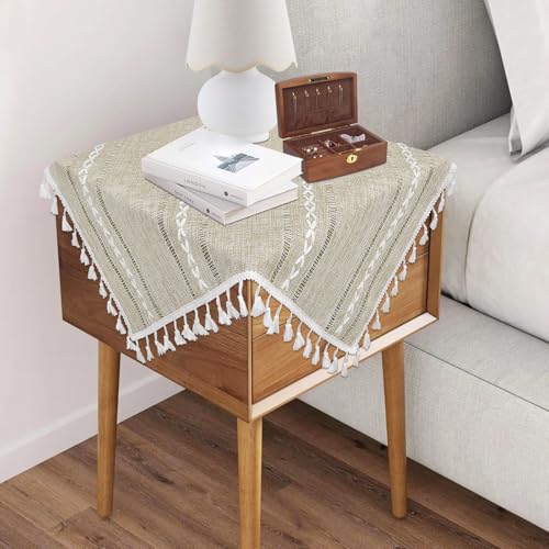 Fall Square Tablecloth 24 x 24 inch, Rustic Farmhouse Nightstand Cover Top - color: Brown, size: 24" x 24" (Square)