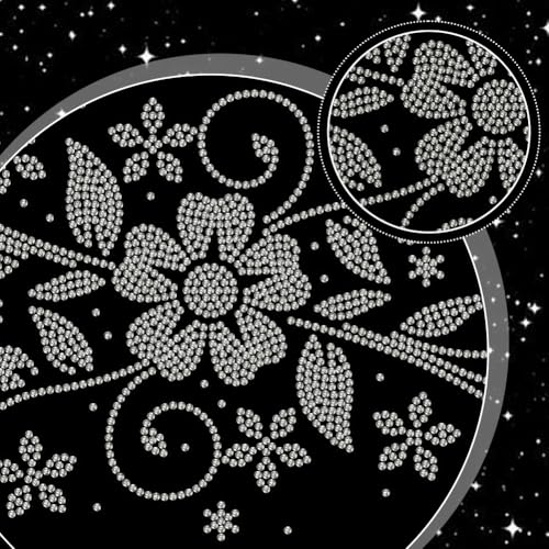 MAYJOYDIY Flower Leaves Rhinestone Iron on Decal Curved Vines Hotfix Transfer Sticker Tassel Heat Transfer Patch Shining Clothing Repair Applique for T-Shirt Hat Jacket Garment Bag DIY Decor - style: Flower Leaves