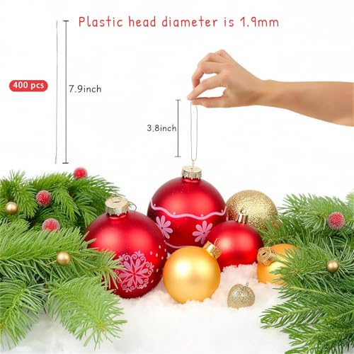 Christmas Tree Ornament String Hanger Precut Ribbon Hook with Snap Fastener - color: Silver, size: 400pcs