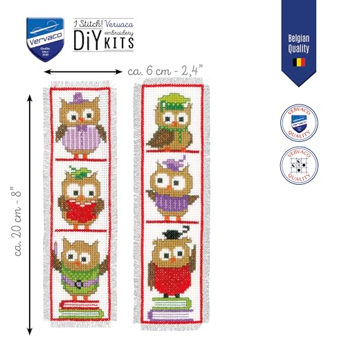 Vervaco Cross Stitch Bookmark Kit Owls (Set of 2) 2.4" x 8" - size: onesize