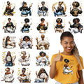 20 Pcs African American Women DTF Transfers Ready to Press - color: Black Women