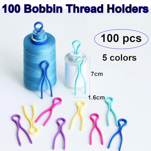 Doukey 282 PCS Sewing Supplies Thread Organizer Set Sewing Helpers, Include 100 Bobbin Thread Holders, 100 Sewing Bobbin Holder Clips, 32 Silicone Bobbin Holders Spool Huggers, 50 Sewing Clips