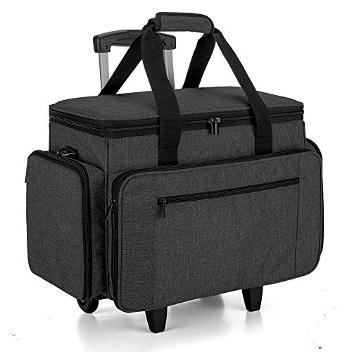 LUXJA Sewing Machine Case with Detachable Dolly, Black - color: Black, style: Sewing Machine Trolley