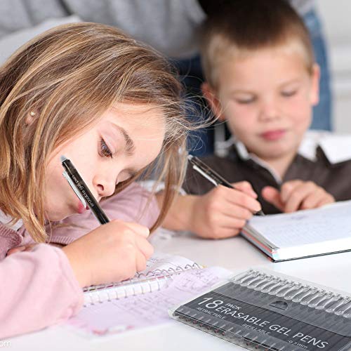 Vanstek 18 Black Retractable Erasable Gel Pens Clicker, Fine Point(0.7), Make Mistakes Disappear, Premium Comfort Grip, Black Ink for Planners, Note Taking and Crossword Puzzles - color: 18 Black