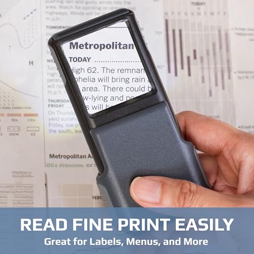 Carson MiniBrite LED Lighted Slide-Out Aspheric Magnifier with Protective Sleeve (PO-55), 5X, Gray - size: Single Pack