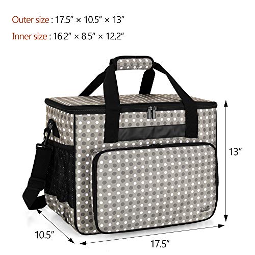 Teamoy Sewing Machine Case, Carrying Tote Bag Storage Organizer, Gray Dots - color: Gray Dots