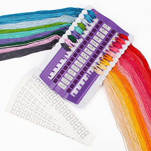 Luxiv 30 Position Embroidery Floss Organizer, Thread Shelf with 15P Card - color: Purple, size: 30 Positions