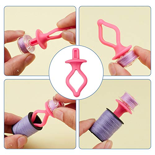WILLBOND 60 Pcs Bobbin Holders for Thread Spools Bobbin Clips Preventing Tangles Thread Holder on Spool Tops Sewing Machine Quilting Supplies for Embroidery Quilting Sewing, 4 Colors
