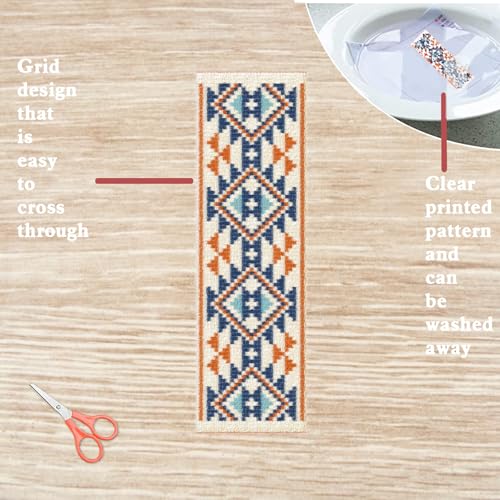 FREEBLOSS 6 Set Cross Stitch Bookmark Kits 11CT 8"x2.4" Retro Pattern - style: Tribal patterns