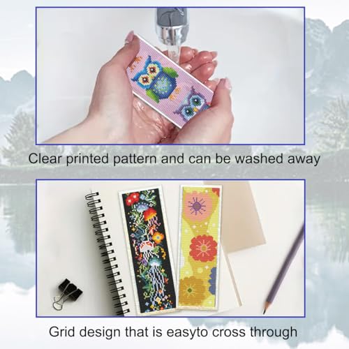 5PCS Cross Stitch Bookmark Kit for Adult Beginners Aurora Borealis DIY Cross Stitch Kits Adult Stamped Bookmark,14CT Embroidery Kit with Instructions,Ornaments for Gifts