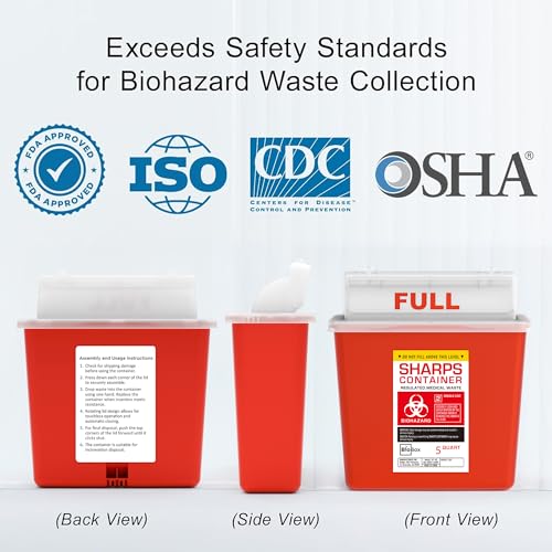 Sharps Container - Large Sharps Containers for Home Use, Needle Disposal - size: 5 Quart