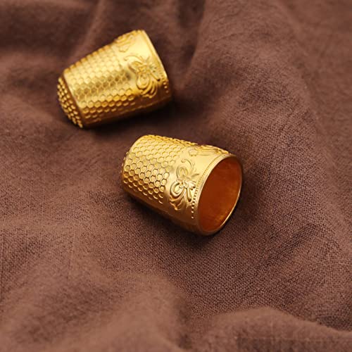 ECSiNG 6PCS Sewing Thimble Finger Protector Metal Finger Shield Fingertip Thimble Sewing Quilting Craft DIY Sewing Tool for Hand Sewing Needlework Embroidery Gold
