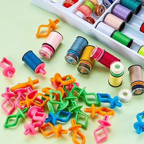 WILLBOND 60 Pcs Bobbin Holders for Thread Spools Bobbin Clips Preventing Tangles Thread Holder on Spool Tops Sewing Machine Quilting Supplies for Embroidery Quilting Sewing, 4 Colors