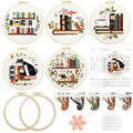 Kuabiz 5 Sets Embroidery Kits for Beginners Cross Stitch Kit for Adults Highland Book Pattern Embroidery Starter Kit Embroiderys Hoop Needlepoint Kits with Instruction Needles Threads - style: Book