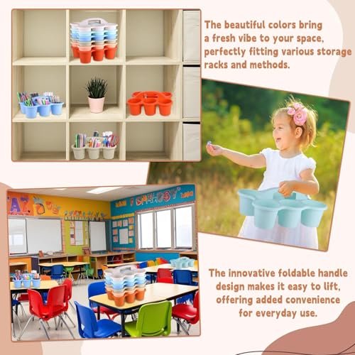 6 Pack Classroom Caddy Organizer with Handle, 6 Compartments, Morandi - color: Morandi