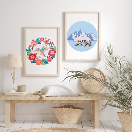 Louise Maelys Glacial Polar Bear and Flowers Embroidery Kit DIY Craft - color: glacier