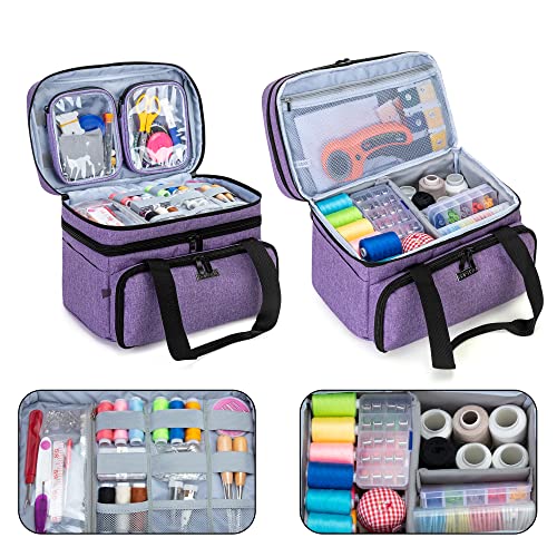 BAFASO Double Layer Sewing Accessories Organizer, Purple - color: Purple