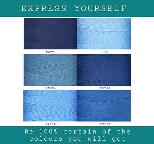 BlesSew Sewing Thread in Blue Color Tones – 6 Spools of Polyester Thread for Sewing Machine for Beginners, Hand Stitching & Quilting - 1000 yds per Spool - color: Blue