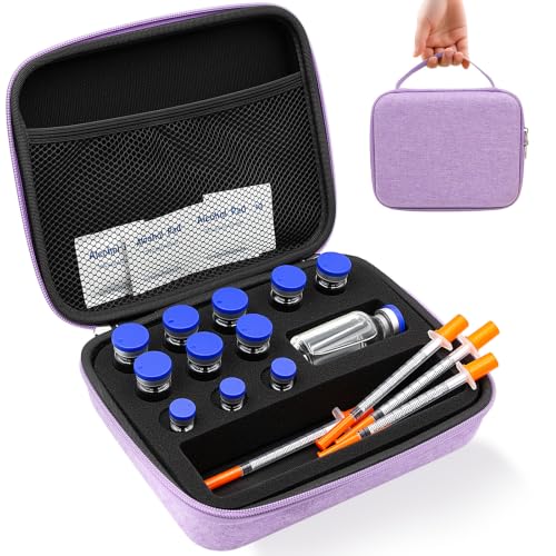 Peptide Case for Fridge, Insulin Vial Case for Diabetics - color: Purple-11×(1-10ml)+1*30ml