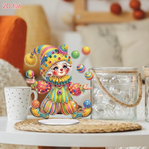 POETRYDRAW Diamond Art Ornament Desktop Kit Circus, Stand Up Diamonds Painting Ornament for Adults, 5D DIY Special Diamond Gem Craft Tabletop Placement Board Kit - color: Circus