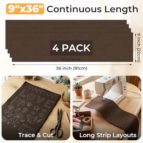 IONTACH 9" X 36" Soft Felt Sheets 1.6mm Thick (4 Packs, Brown) - color: Brown