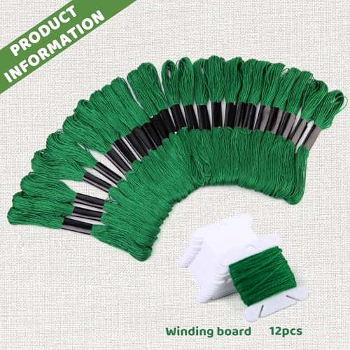 24 Skeins Green Embroidery Floss, Embroidery Cross Stitch Thread - color: Green