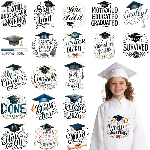 Graduation DTF Transfers Ready to Press, Iron on Decals for T-Shirts - color: Graduation689