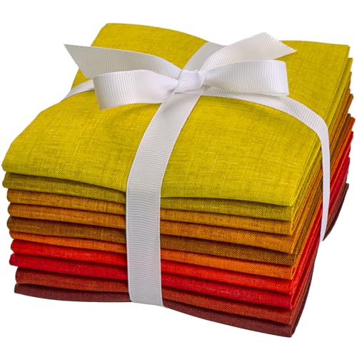 Craftido - 11 Options Solids with Tweed Tonals - Assorted Color Cotton Quilting Fabric Bundles 10pcs Fat Quarters 18"x21" - Medium Weight 5.2oz - for Quilting, Sewing and Crafts - Autumn Hues - color: Autumn Hues