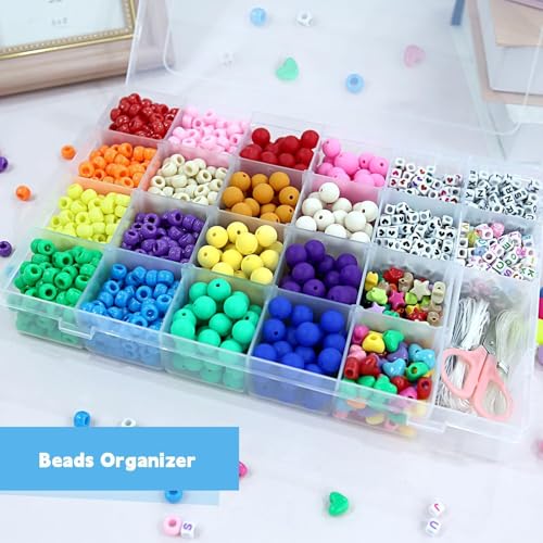 2pack 24-Grid Clear Plastic Bead Organizer Box with Adjustable Dividers