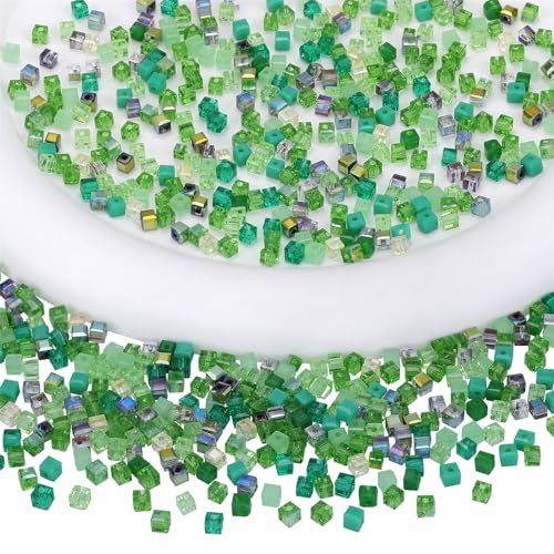 BEEFLYING 3mm Crystal Glass Spacer Beads for Bracelets, Green, 200 Pcs - color: Green, size: 3mm