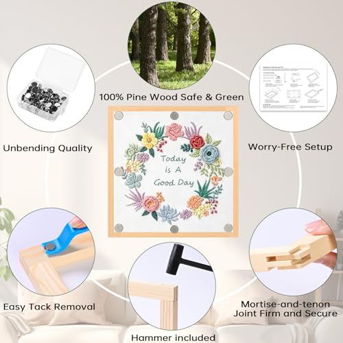 24 Pcs Needlepoint Stretcher Bars for Needlework with 100 Metal Tacks, - color: Natural-24pcs