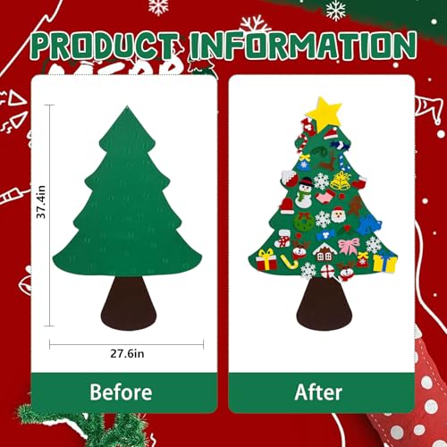 3.2 Feet DIY Felt Christmas Tree with 38PCS Ornaments Hanging Craft Decorations