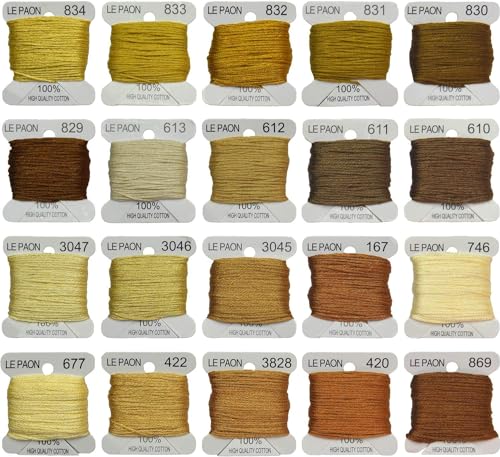 20Bobbins 20 Colors Embroidery Floss bobbins - Cross Stitch Threads - Friendship Bracelets Floss - Crafts Floss-Gold Gradient - color: 834-869
