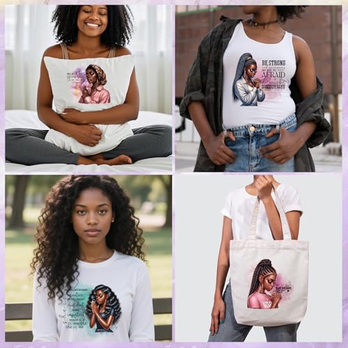 Wxiben 20 Pcs Black Girl Iron on Transfer Dtf Transfers Ready to Press - style: Pray Black Girl