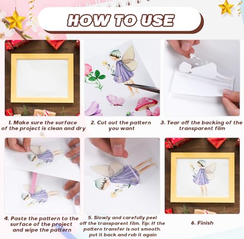Wxiben 12 Pcs Highland Cow Floral Rub on Transfers for Crafts and Furniture - style: Highland Cow