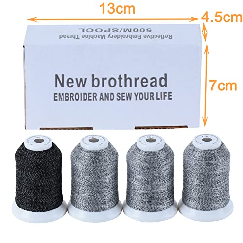 New brothread 4 Spools Reflective Embroidery Machine Thread Kit