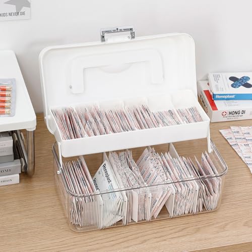 Clear Bandages Organizer Container with Handle, 2 Pack - size: 2 Pack