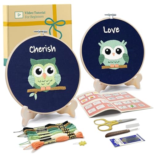 Bradove Owls Embroidery Kit for Beginners with Patterns - color: Owl