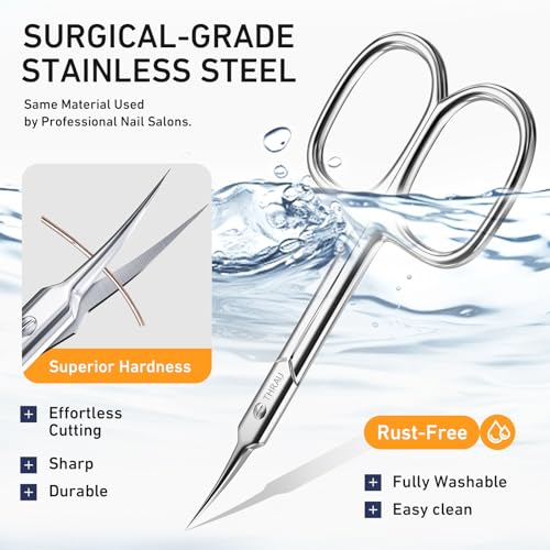 THRAU Cuticle Scissors Extra Fine for Manicure and Pedicure - size: Classic