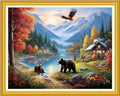 Dooxvey Cross Stitch Kit for Adult Beginners - Full Range of Stamped Kits with 11CT Patterns - Bear Scenery 16x20 inch - color: Artpattern04
