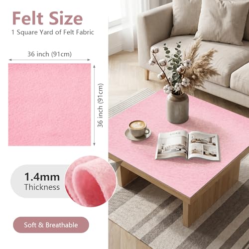 Baby Pink Soft Felt Sheet 36'' X 36'', 1.4mm Felt Fabric Sheet for Crafts - color: Baby Pink