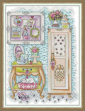 Meecaa Cross Stitch Kits 14 Count Stamped, Flower Cat Room Girl Embroidery Kit with Accessories Pre Printed (29×36cm)(Flower) - color: Flower