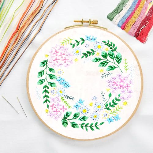 CREAWONDER Canvas Tote Bag Embroidery Kit with Pattern for Beginners, Arts and DIY Embroidery Crafts Kits for Adults, Include Instructions, Thimble, Embroidery Hoops, Color Threads and Tool - color: CR002 huafanyunyu