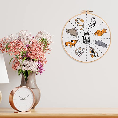 Louise Maelys Cat Embroidery Kit for Beginners Animal Pattern DIY Craft - color: kit-9