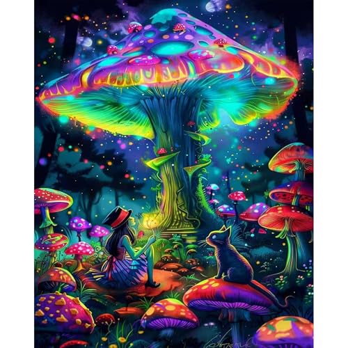 Mushroom Stamped Cross Stitch Kits for Adults - Embroidery Kits for Beginners Adults,11 CT Patterns Dimensions Counted Cross Stitch Kits for Adults Arts Craft 12x16 inch - color: Cross stitch-38