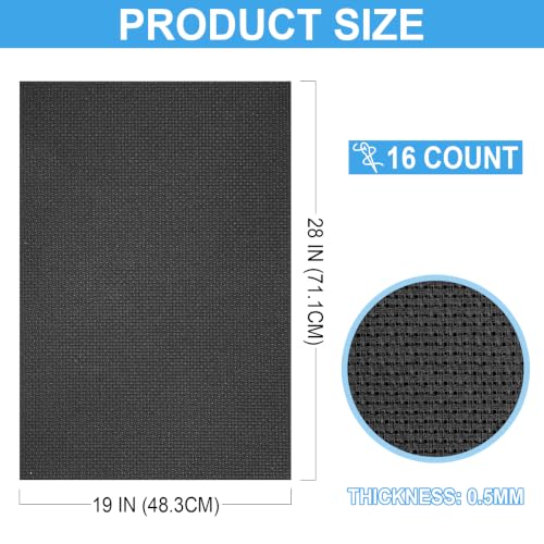 MYFAMIREA Cross Stitch Fabric 16 Count Aida Cloth 28 x 19 Inch Large Size Classic Reserve Cross Stitch Supplies Embroidery Fabric for Home DIY Craft Decoration Handmade, Black - color: Black, size: 16 CT 28 x 19In