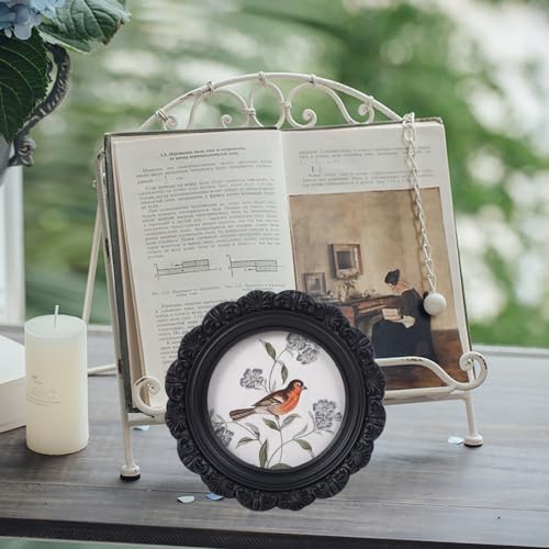 Antique Picture Frame 3x3 Vintage Mini Black Round Bird Frames - color: Black, size: 3x3 Round