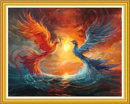 Funxvoot Stamped Cross Stitch Kits for Beginners or Adults Embroidery Starter Patterns | DIY Printed Cross Stitch Kits Needlepoint for Adults 11CT-Phoenix Totem 16x20 inch - color: color25